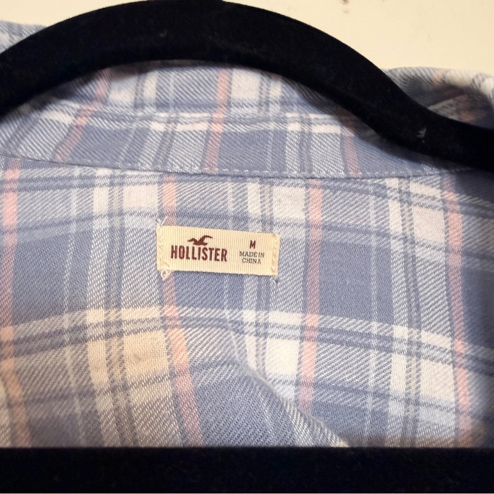 Hollister | Light Blue Plaid Button-Down Shirt - Picture 3 of 5
